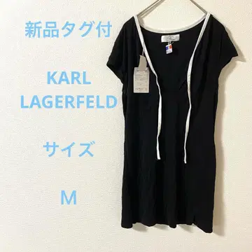KARL LAGERFELD 블랙 V넥 반팔 튜닉