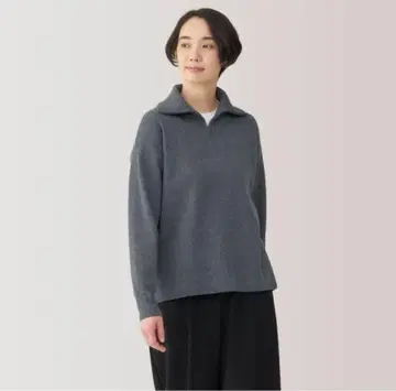 무인양품 세탁 가능한 미라노 리브 하프 지퍼 스웨터