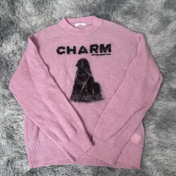 d'zzit 핑크 니트 스웨터 긴팔 CHARM 자수