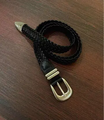 vinge Black 웨빙 가죽 벨트 메탈 버클