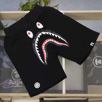 AAPE 상어 디자인 블랙 숏 팬츠