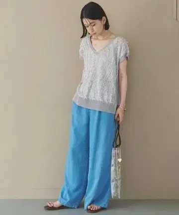 Doux chives 소프트 데님 와이드 팬츠