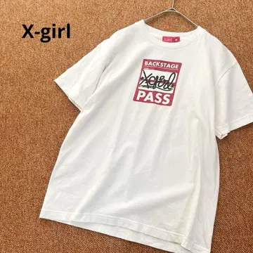 X-girl 티셔츠 그래픽 로고 100% 면 오버 사이즈 화이트