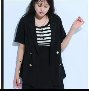 마이 스트라다 린넨 반팔 자켓 블랙 S 사이즈
