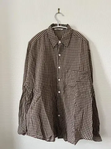 AURALEE 오라리 LIGHT CHECK BIG SHIRTS 4 브라운
