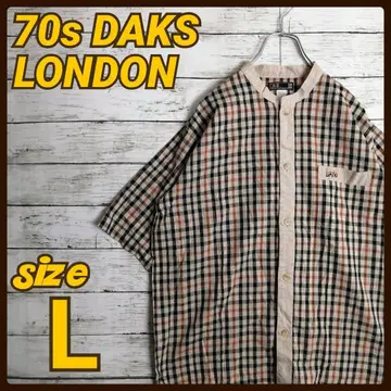 DAKS 닥스 70년대 클럽 체크 자수 로고 가슴 포켓 반팔 셔츠