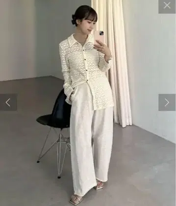 mystic 카라 부착 레이스 가디건