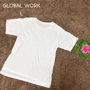 글로벌 워크 L 화이트 티셔츠 코튼 세탁 가능 노멀 코어 스테디셀러