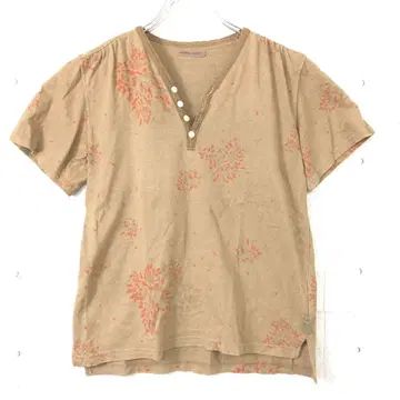 NATURAL LAUNDRY 일본제 구제 의류 꽃무늬 헨리넥 티셔츠