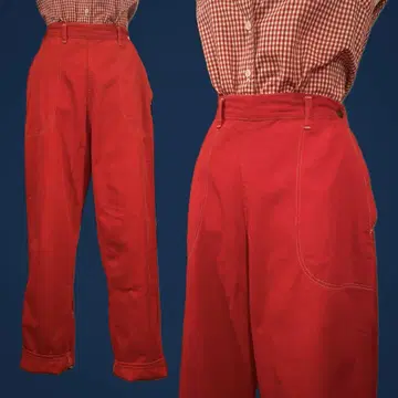 Early 1950s 빈티지 데님 빨간색 런치 팬츠