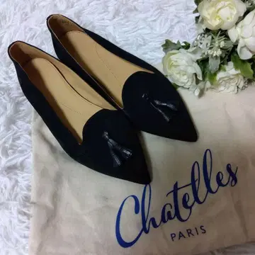 새상품급 chatelles 샤텔 스웨이드 검정 블랙 34 펌프스