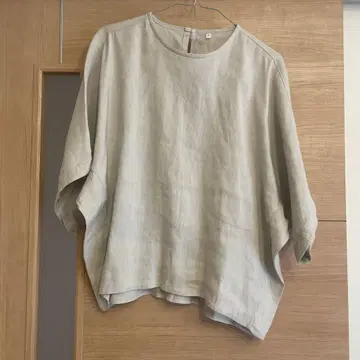 새상품 무인양품 헨프 레이온 반팔 상의 S 사이즈 그레이지