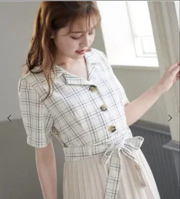 MAJESTIC LEGON 반팔 셔츠 플리츠 원피스 M 브라운