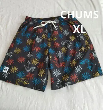 CHUMS 참스 브랜드 로고 마크 불꽃놀이 패턴 숏 팬츠 (XL)