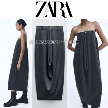 즉시 완판 새상품 ZARA 자라 드레이프 베어 원피스 스트랩리스 드레스