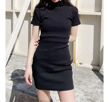 GYDA 하프 슬리브 골지 타이트 원피스