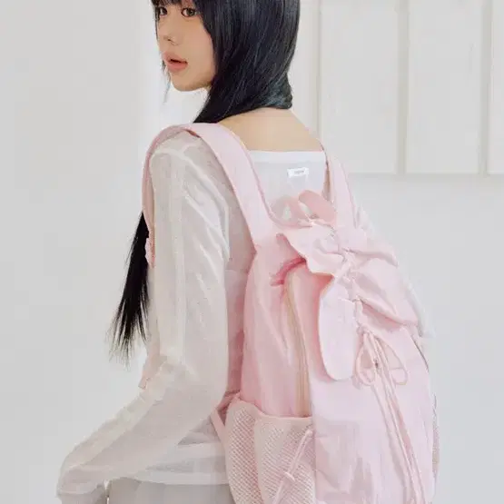 ★ZEROPLANET★ Nylon Shirring Ribbon Backpack 2color Xero Planet Nylon Shirring Ribbon Backpack on Bunjang Global