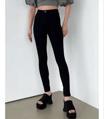 EMODA 블랙 스키니 데님 하이 웨스트