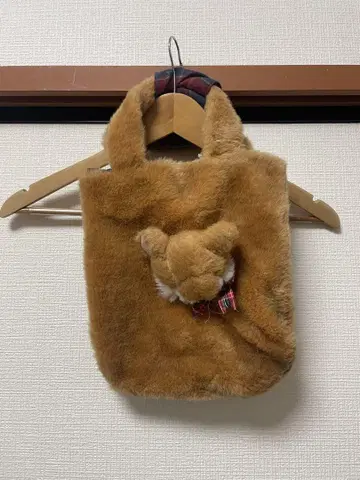 여우 토트 가방 봉제 인형 레트로 구제 의류 퍼 백