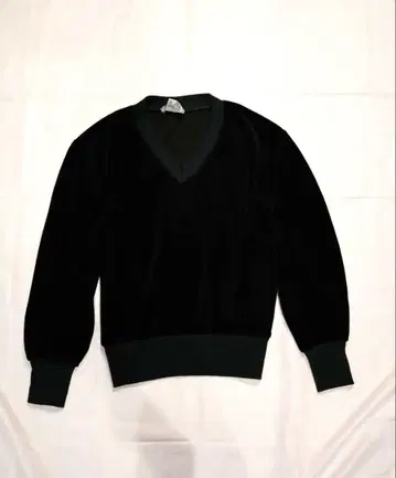 90s V넥 벨로아 맨투맨 블랙 그린 영국