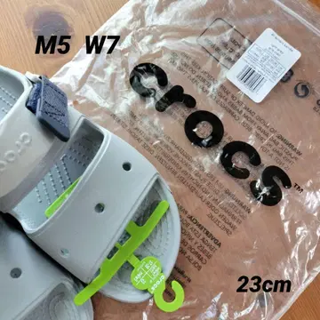 Crocs 그레이 네이비 샌들 백 스트랩 여성용 23cm