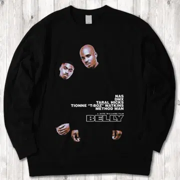BELLY Nas DMX title 랩 T 블랙 맨투맨 XL