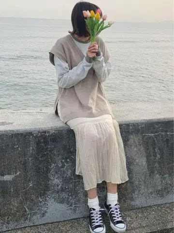 새상품급 니코앤드... 사이드 슬릿 빅 베스트 L 사이즈