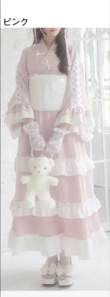 유메텐보 디어 마이 러브 리본 레이스업 티어드 유카타 오비 세트