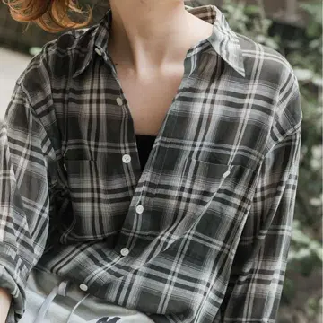 미사용 새상품 Spick and Span 코튼 보일 체크 셔츠