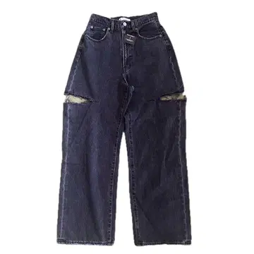 moussy 허벅지 슬릿 블랙 루즈 스트레이트