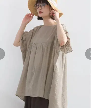 lupilien 루피리안 랜덤 시어서커 소매 플레어 블라우스 인도 면