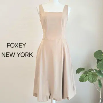 FOXEY 폭시 원피스 40 베이지 벌룬 L 무릎 기장 플레어
