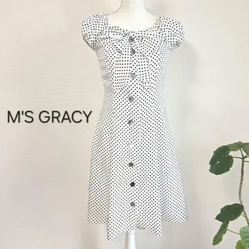M'S GRACY 엠즈 그레이시 도트 원피스 퍼프 슬리브 38 M