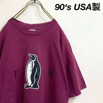 90년대 USA제 anvil 펭귄 티셔츠 버건디