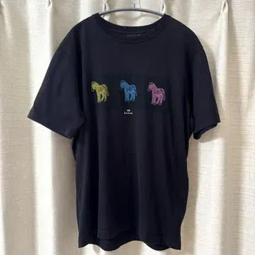폴 스미스 컬러 제브라 프린트 오가닉 코튼 티셔츠 블랙 L