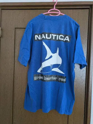 NAUTICA 노티카 90' 반팔 티셔츠 블루 백 프린트