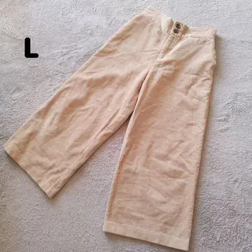코듀로이 와이드 팬츠 (L) 베이지 심플 편안한 캐주얼
