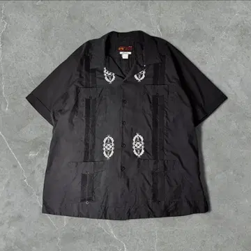 80s Guayaberas Yucatecas 자수 쿠바 셔츠 3XL