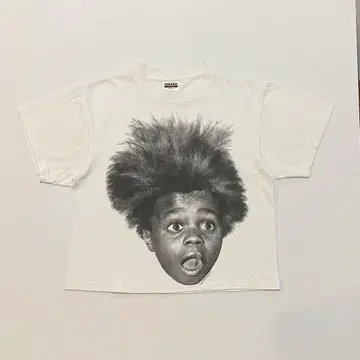 90s BUCKWHEAT 빈티지 티셔츠 밑단 컷 리페어 화이트 M