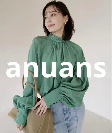거의 미사용 anuans 긴팔 블라우스 FREE 그린 여성용