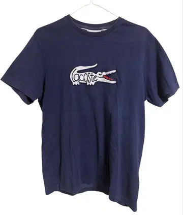 Lacoste 네이비 티셔츠 빅 로고 악어 센터 로고 자수