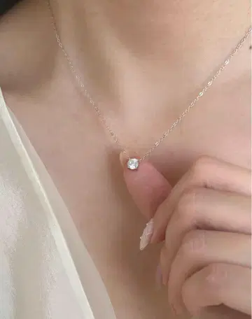 925 순은 반짝이는 라운드 다이아몬드 4mm 작은 펜던트 목걸이