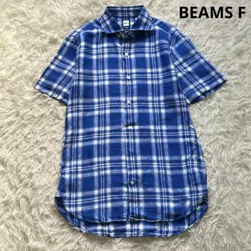 봄/여름 빔즈 F 컷어웨이 칼라 린넨 체크 셔츠 반팔 사이즈 S