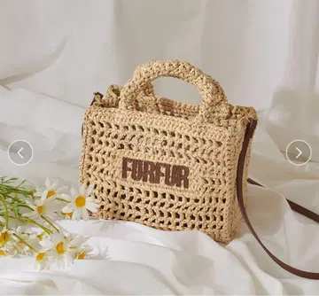 한정 컬러 라피아 로고 토트백
