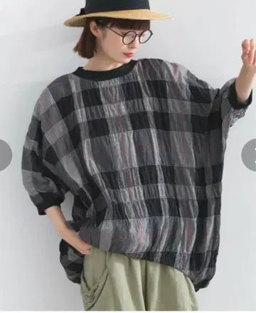lupilien 루피리안 믹스 체크 돌먼 빅 블라우스
