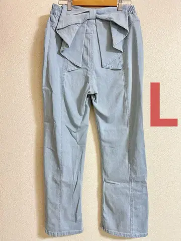 시마무라 마키 리본 데님 L 연한 파랑
