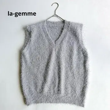 la-gemme 라지엠 샤기 니트 베스트 라메 그레이 L 사이즈