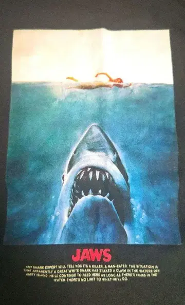 영화 조스 JAWS 공식 티셔츠 호러 레어 자수 빈티지
