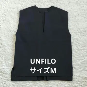 안피로 [세탁 가능, 경량] 형태 니트 베스트 네이비 M