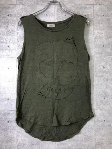 PULL&BEAR 구제 의류 같은 원단 해골 아플리케 슬리브리스 탑